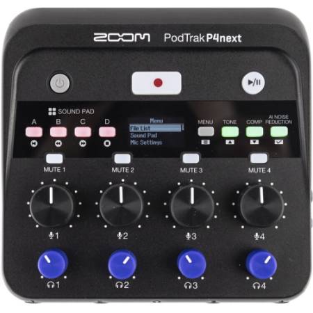 Zoom PodTrak P4next - 4-kanałowy rejestrator audio do podcastów, 48kHz, 32-bit float